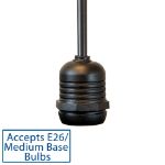 6" Medium Base (E26) Socket Extender  (Drop)– Black