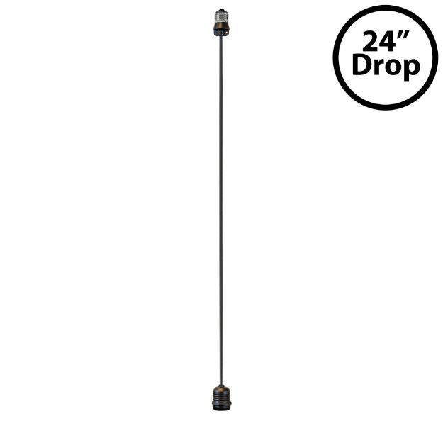 24" Medium Base (E26) Socket Extender (Drop) – Black
