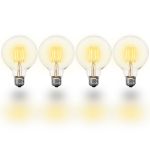 LED G95 Globe Warm White Medium Base Glass Filament Bulb - 4pk