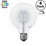 LED G95 Globe Pure White Medium Base Glass Filament Bulb - 4pk
