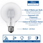 LED G95 Globe Pure White Medium Base Glass Filament Bulb - 4pk