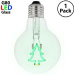 LED Christmas Tree Decorative Filament G80 Medium Base Glass Bulb  - 1pk