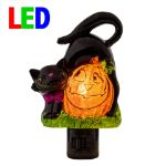 Halloween Night Light - LED Pumpkin Cat Night Light - Swivel Plug w/LED Bulb