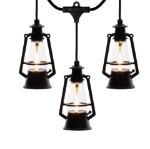 10 Light LED Flicker Flame Oil Lamp String Set 20ft - Black Wire