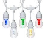 24' RGBWW 12 LED S14 Patio Light String 24" Spacing w/Remote - White Wire