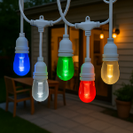 24' RGBWW 12 LED S14 Patio Light String 24" Spacing w/Remote - White Wire