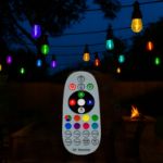24' RGBWW 12 LED S14 Patio Light String 24" Spacing w/Remote - Black Wire
