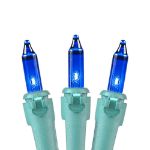 Blue 50 Light 25' Long Green Wire Christmas Mini Lights