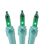 Green 50 Light 11' Long Green Wire Christmas Mini Lights