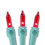 Red 50 Light 25' Long Green Wire Christmas Mini Lights