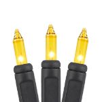 Yellow Christmas Mini Lights 50 Light on Black Wire 11 Feet Long