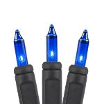 Black Wire Blue Christmas Mini Lights 50 Light 11 Feet Long