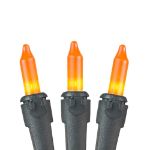 Frosted Orange Mini Lights 100 Light 50 Feet Long on Black Wire