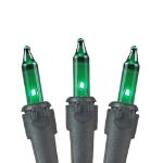 Green Christmas Mini Lights 100 Light 50 Feet Long on Black Wire