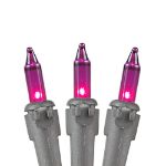 Pink Christmas Mini Lights 100 Light 50 Feet Long on Brown Wire