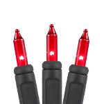 Red Christmas Mini Lights 100 Light 50 Feet Long on Black Wire