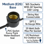 330' Black Commercial Grade Stringer (E26 Base)