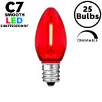 Red C7 LED Plastic Filament Replacement Bulbs 25 Pack