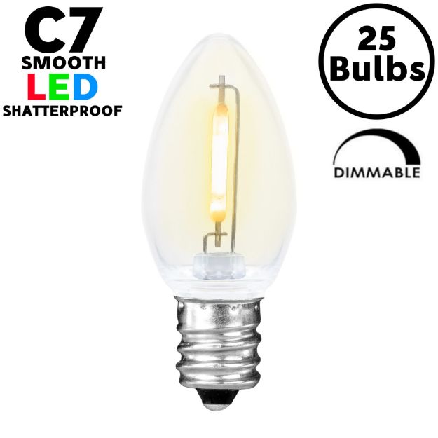 Warm White C7 LED Plastic Filament Replacement Bulbs 25 Pack