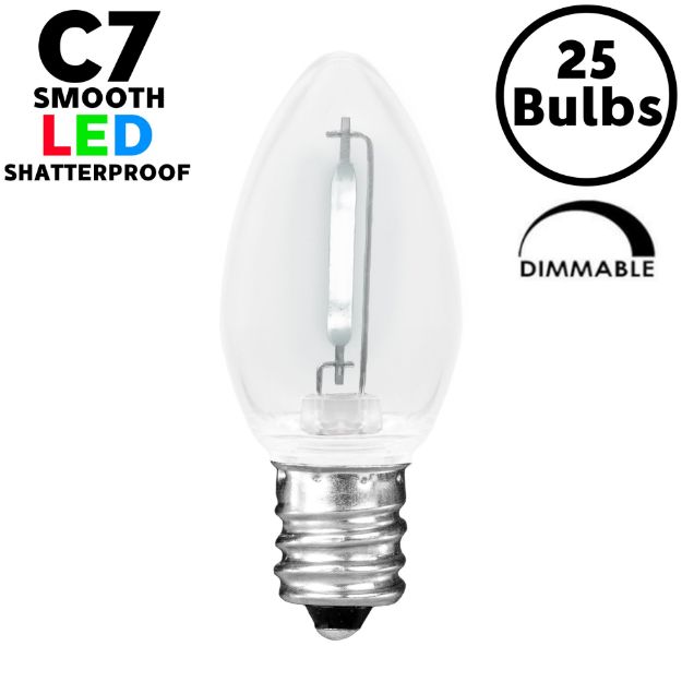 Pure White C7 LED Plastic Filament Replacement Bulbs 25 Pack