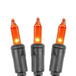 Black Wire Orange Christmas Mini Lights 50 Light 11 Feet Long