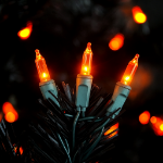 Amber/Orange 50 Light 11' Long Green Wire Christmas Mini Lights
