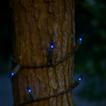 Blue Christmas Mini Lights 50 Light on Brown Wire 11 Feet Long