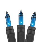 Teal Christmas Mini Lights 50 Light on Black Wire 11 Feet Long