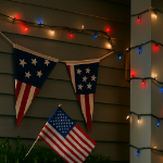 Red/White/Blue Christmas Mini Lights 100 Light 50 Feet Long on Green Wire