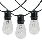 50 Clear S14 Commercial Grade Light String Set on 100' of Black Wire 