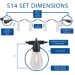 24 Warm White Plastic LED S14 Commercial Grade Light String Set on 48' of White Wire Shatterproof