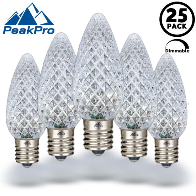 PeakPro Pure White C9 LED Replacement Bulbs 25 Pack 