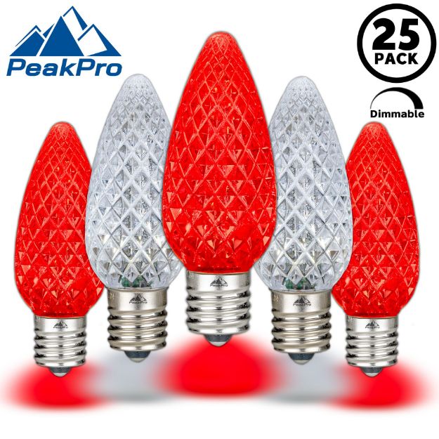 PeakPro Red/Pure White C9 LED Replacement Bulbs 25 Pack