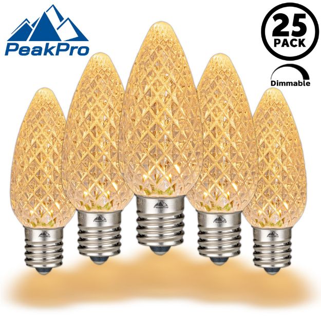 PeakPro Sun Warm White C9 LED Replacement Bulbs 25 Pack