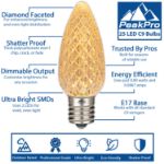 PeakPro Sun Warm White C9 LED Replacement Bulbs 25 Pack