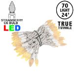 *NEW* True Twinkle Warm White 70 LED C6 Strawberry Mini Lights Commercial Grade on White Wire