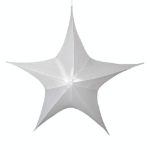 16" Fold Flat Star w/Metallic Mesh Fabric - White