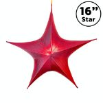 16" Fold Flat Star w/Metallic Mesh Fabric - Red