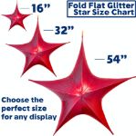 16" Fold Flat Star w/Metallic Mesh Fabric - Red