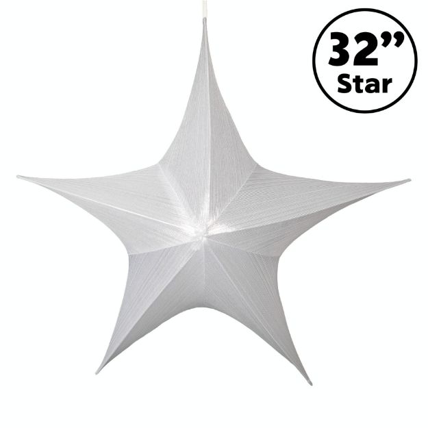 32" Fold Flat Star w/Metallic Mesh Fabric - White