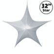 32" Fold Flat Star w/Metallic Mesh Fabric - Silver