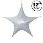 32" Fold Flat Star w/Metallic Mesh Fabric - Silver
