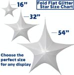 54" Fold Flat Star w/Metallic Mesh Fabric - White