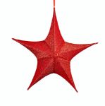 16" Fold Flat Star w/Glitter Mesh Fabric - Red