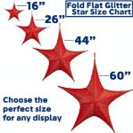 16" Fold Flat Star w/Glitter Mesh Fabric - Red
