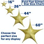16" Fold Flat Star w/Glitter Mesh Fabric - Gold 