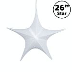 26" Fold Flat Star w/Glitter Mesh Fabric - White
