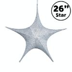 26" Fold Flat Star w/Glitter Mesh Fabric - Silver