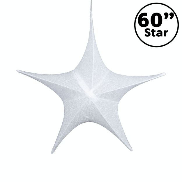 60" Fold Flat Star w/Glitter Mesh Fabric - White