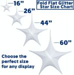 60" Fold Flat Star w/Glitter Mesh Fabric - White